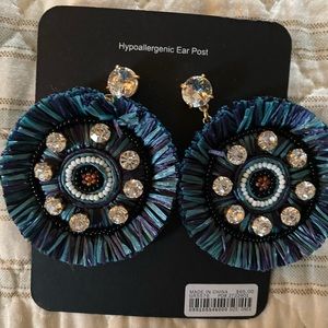 Blue and rhinestone earrings by J Crew